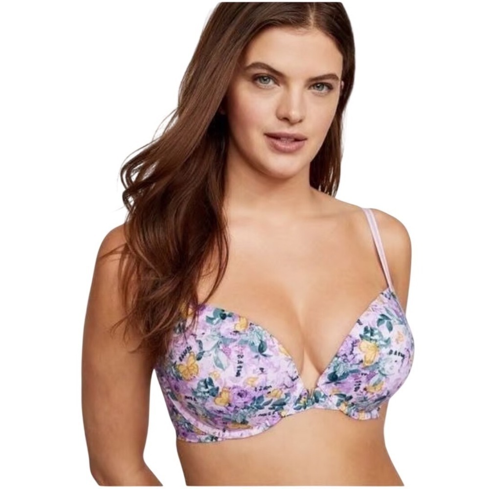 Vicoria's Secret Size 36B Freedom Cloud Push Up‎ Bra Pastel Purple Florals Sleek